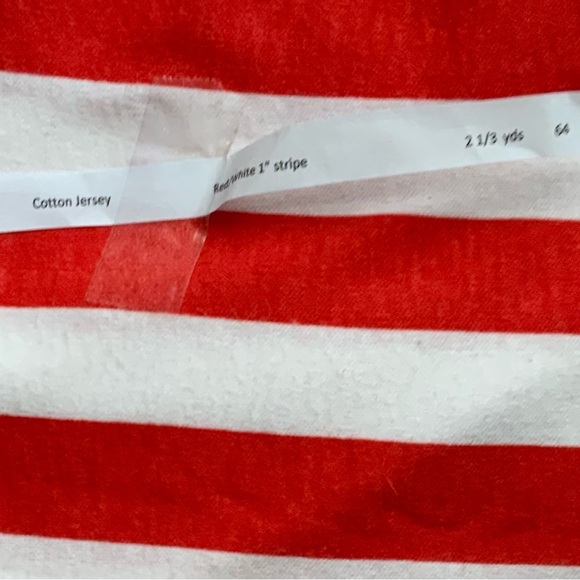 Other - Vintage Red and White Striped Cotton Jersey Fabric